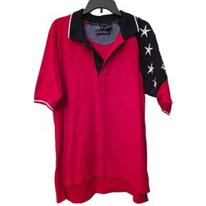 Vintage Rock Point Mens‎ XL Red Star Americana Polo Shirt 90s Short Sleeve Pique